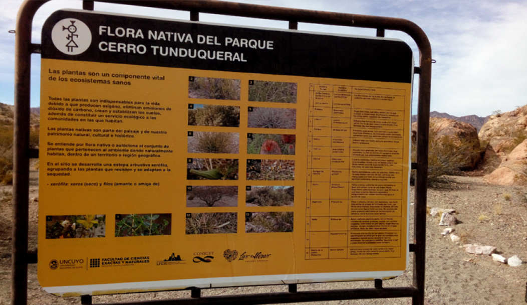 imagen El equipo del Laboratorio de Paleoecología Humana de la Facultad realizó la renovación de la cartelería del sitio arqueológico Cerro Tunduqueral