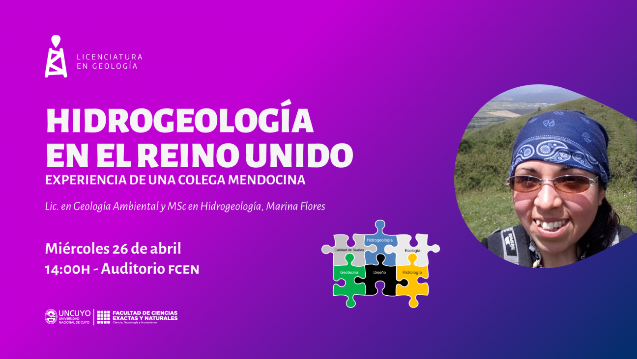 imagen "Hidrogeología en el Reino Unido: experiencia de una colega mendocina", charla a cargo de la Lic. Marina Flores