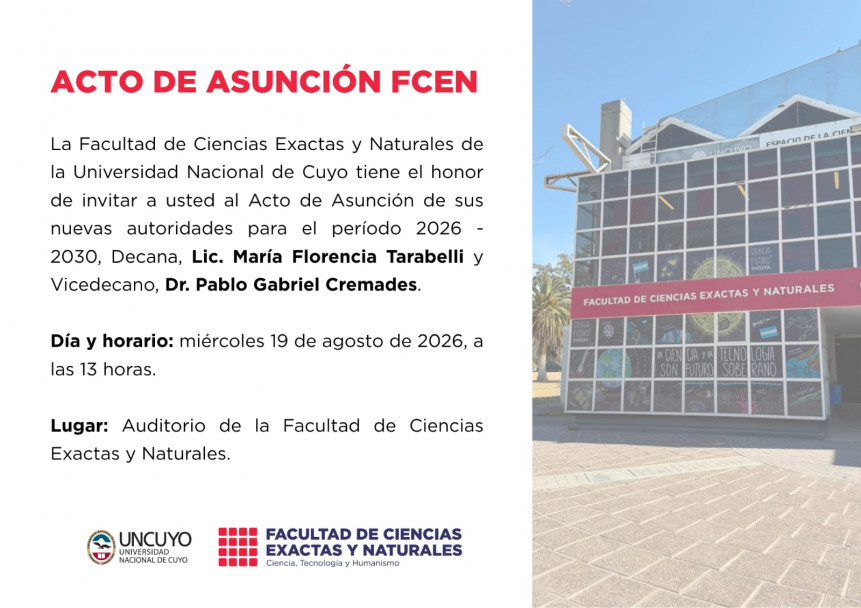 imagen Asumen las nuevas autoridades de la Facultad de Ciencias Exactas y Naturales de la UNCuyo