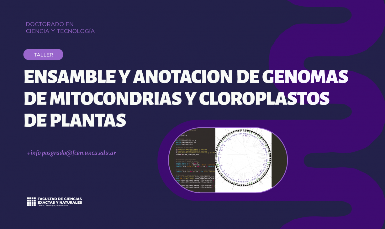 imagen Inscripciones abiertas para el Curso de posgrado "Ensamble y anotación de genomas de mitocondrias y cloroplastos de plantas".