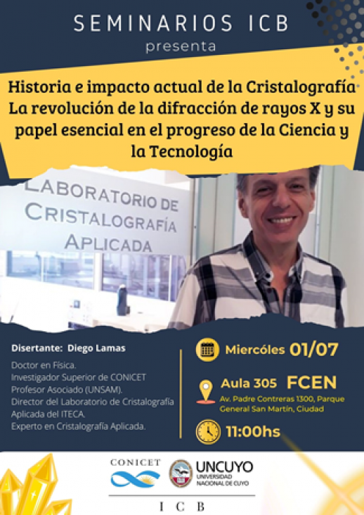 imagen Seminarios ICB: "Historia e impacto actual de la Cristalografía: La revolución de la difracción de rayos X y su papel esencial en el progreso de la Ciencia y la Tecnología"