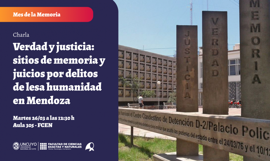 imagen Charla Verdad y justicia: sitios de memoria y juicios por delitos de lesa humanidad en Mendoza
