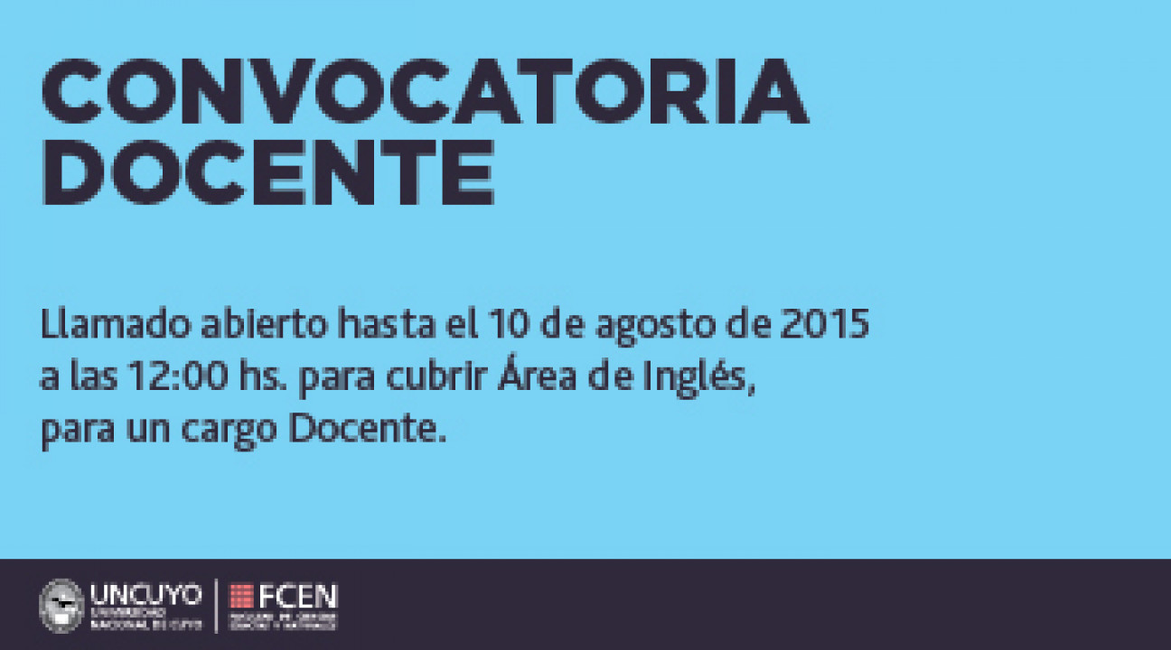 imagen Convocatoria Docente área de Inglés