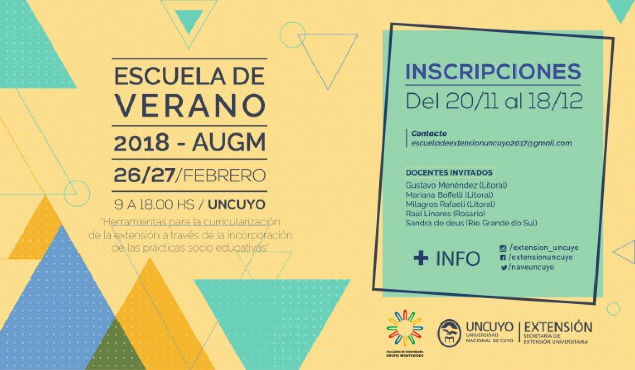 imagen Preinscripciones para la Escuela de Verano 2018 AUGM: Herramientas para la curricularización de la Extensión a través de la incorporación de las Prácticas Socio - Educativas