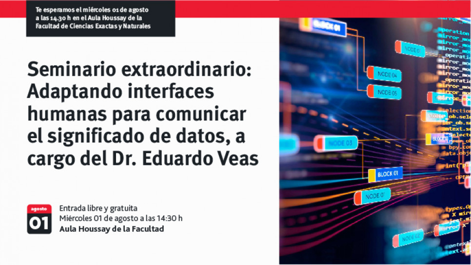 imagen Seminario extraordinario Adaptando interfaces humanas para comunicar el significado de datos, a cargo del Dr. Eduardo Veas 