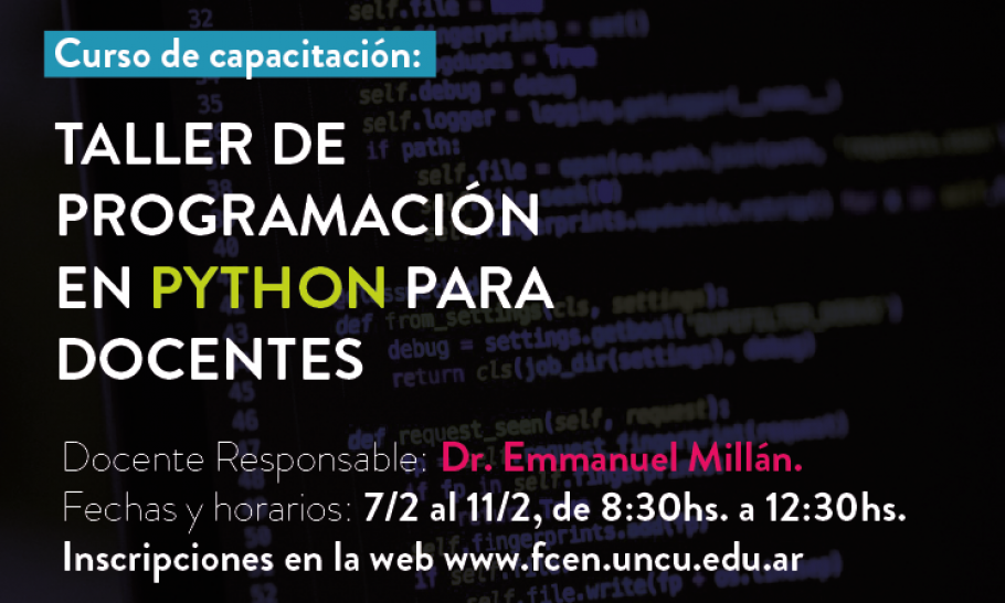 imagen Curso de capacitación: "Taller de Programación en Python para Docentes FCEN"
