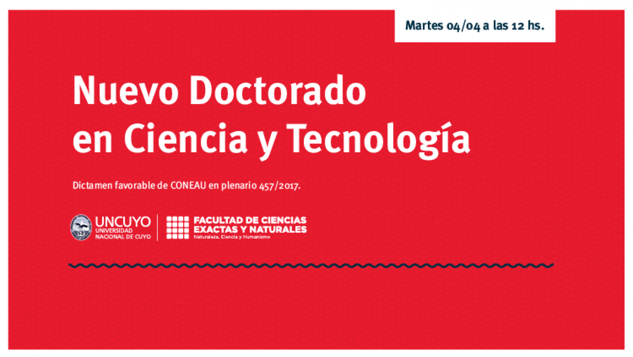 imagen Nuevo Doctorado en Ciencia y Tecnología de la Facultad de Ciencias Exactas y Naturales