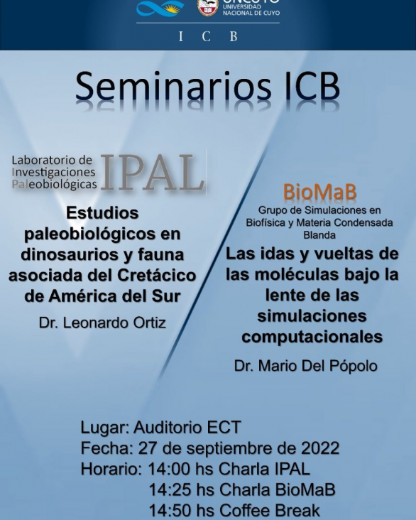 imagen Este martes se brindarán dos charlas en el marco de los Seminarios ICB